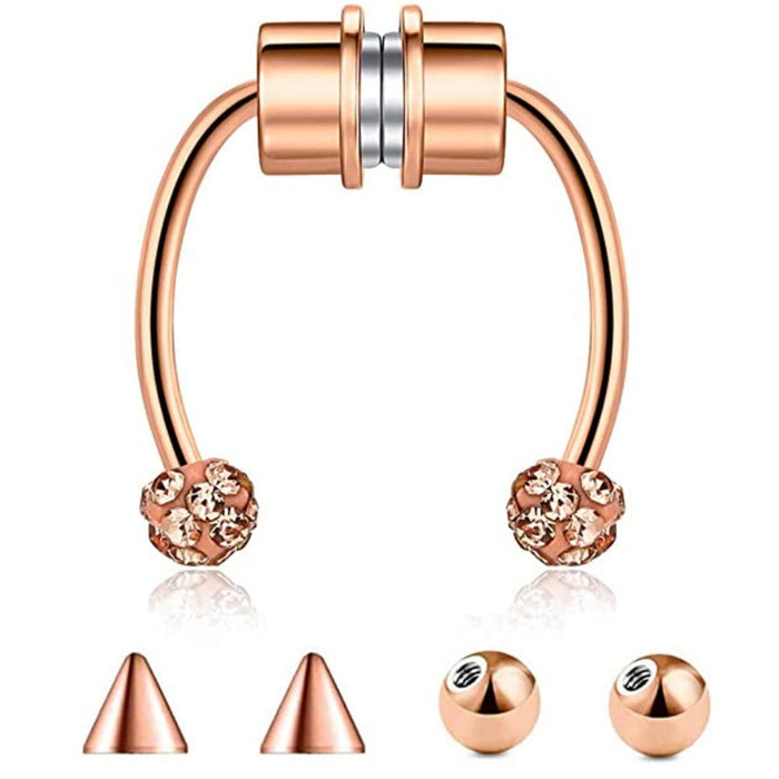 Wholesale stainless steel magnet nose ring JDC-NS-Fanp003 Piercings 梵佩 rose gold Wholesale Jewelry JoyasDeChina Joyas De China