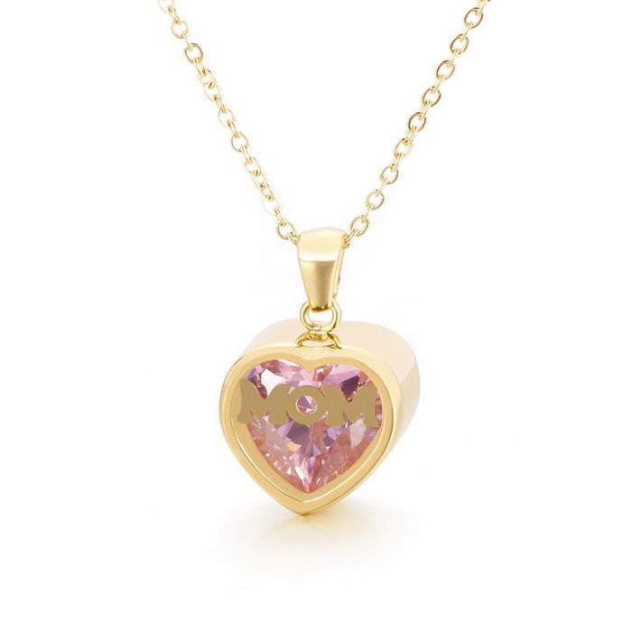 Wholesale Stainless Steel Mother's Day MOM Heart Necklace JDC-NE-Kalun003 Necklaces 卡轮 10yue=KN196898-K Wholesale Jewelry JoyasDeChina Joyas De China