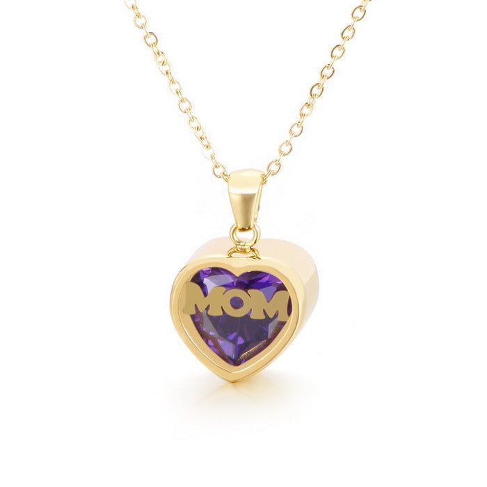 Wholesale Stainless Steel Mother's Day MOM Heart Necklace JDC-NE-Kalun003 Necklaces 卡轮 Wholesale Jewelry JoyasDeChina Joyas De China