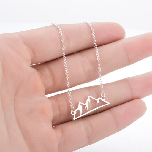 Bulk Jewelry Wholesale stainless steel mountain hollow snow mountain silver necklace JDC-NE-S001 Wholesale factory from China YIWU China