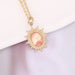 Wholesale stainless steel natural stone pendant necklace JDC-NE-Bingm001 NECKLACE 冰萌 4#pink Wholesale Jewelry JoyasDeChina Joyas De China