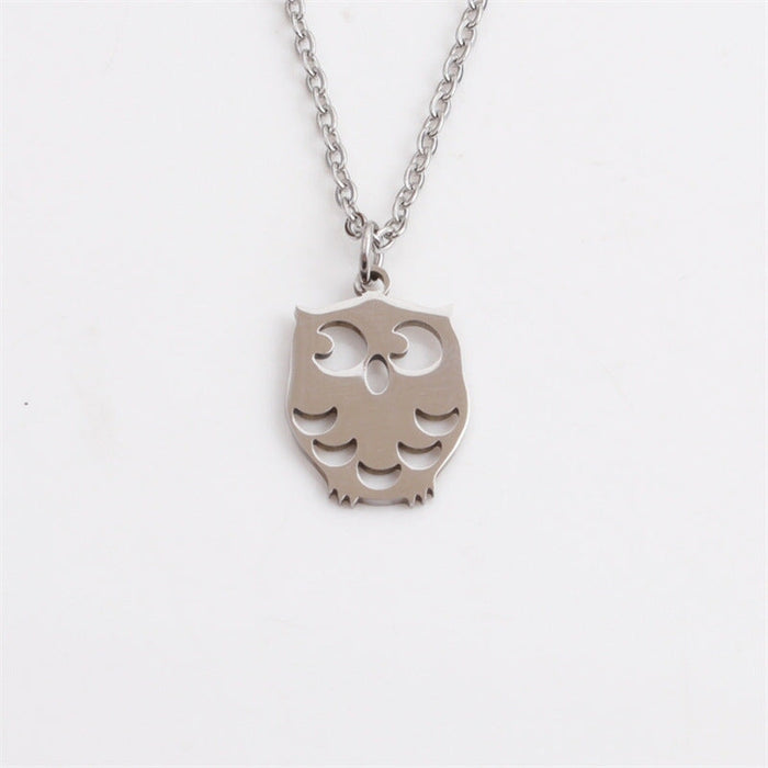 Wholesale Stainless Steel Owl Necklace JDC-NE-ChanX005 Necklaces 昌鑫 CX-SN00149QZ steel color Wholesale Jewelry JoyasDeChina Joyas De China