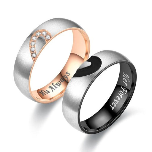 Wholesale Stainless steel peach heart couple ring JDC-RS-TS031 Rings 腾穗 Wholesale Jewelry JoyasDeChina Joyas De China