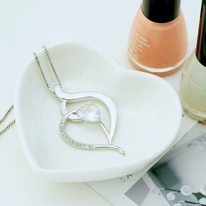 Wholesale stainless steel Peach Heart Diamond mother's Day Necklace JDC-NE-Mail005 Necklaces 麦伦 Wholesale Jewelry JoyasDeChina Joyas De China