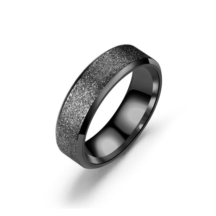 Wholesale Stainless steel pearl sand ring JDC-RS-TS029 Rings 腾穗 6MMblack 5# Wholesale Jewelry JoyasDeChina Joyas De China