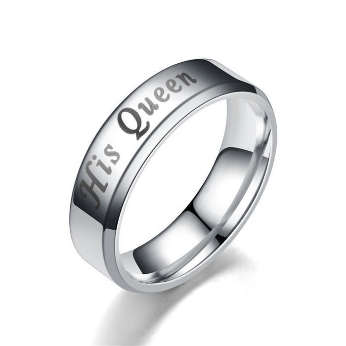 Wholesale Stainless Steel Queen Fashion Ring JDC-RS-TS024 Rings 腾穗 Steel colorHIS QUEEN 5# Wholesale Jewelry JoyasDeChina Joyas De China