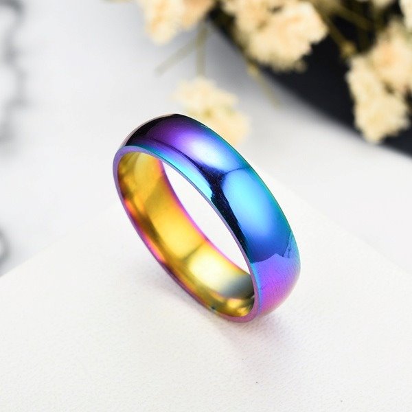 Wholesale Stainless steel rainbow ring JDC-RS-TS022 Rings 腾穗 6MMRainbow5# Wholesale Jewelry JoyasDeChina Joyas De China