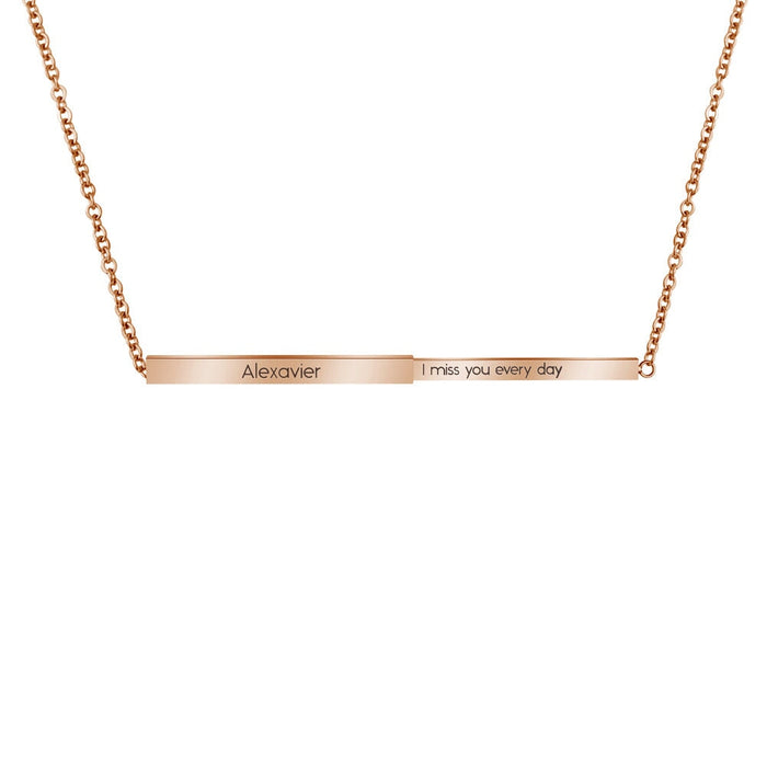 Wholesale stainless steel retractable mother's Day Necklace JDC-NE-Mail018 Necklaces 麦伦 rose color + lettering Wholesale Jewelry JoyasDeChina Joyas De China