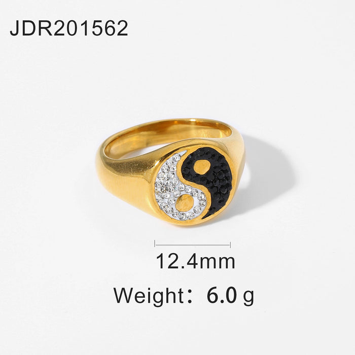 Wholesale Stainless steel Rhinestone black and white ring JDC-RS-JD256 Rings JoyasDeChina 201562 6 Wholesale Jewelry JoyasDeChina Joyas De China