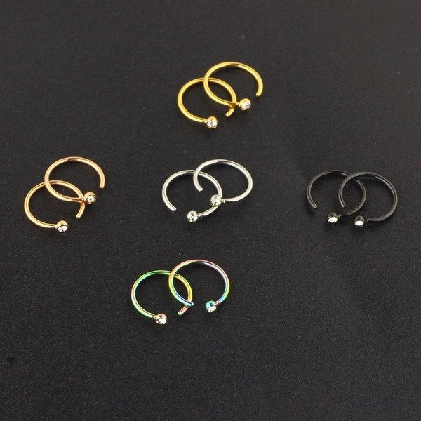 Wholesale Stainless Steel Rhinestone Nose Ring JDC-NS-Fanp009 Piercings 梵佩 Wholesale Jewelry JoyasDeChina Joyas De China