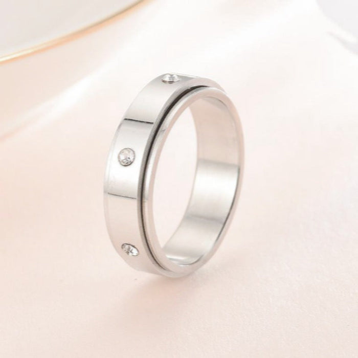 Wholesale Stainless steel ring with diamonds JDC-RS-TS048 Rings 腾穗 6MMDiamond 6# Wholesale Jewelry JoyasDeChina Joyas De China
