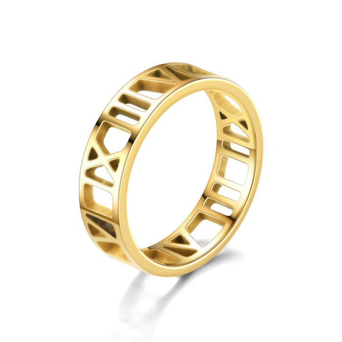 Wholesale Stainless steel roman ring JDC-RS-TS011 Rings 腾穗 6MMgold 6# Wholesale Jewelry JoyasDeChina Joyas De China