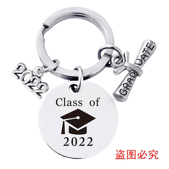 Wholesale Stainless Steel Round Graduation Season Gift Metal Keychain JDC-KC-GangGu001 Keychains 钢古 2022BYY001 Wholesale Jewelry JoyasDeChina Joyas De China