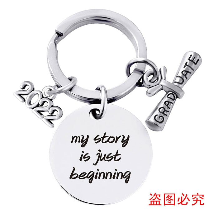 Wholesale Stainless Steel Round Graduation Season Gift Metal Keychain JDC-KC-GangGu001 Keychains 钢古 2022BYY003 Wholesale Jewelry JoyasDeChina Joyas De China