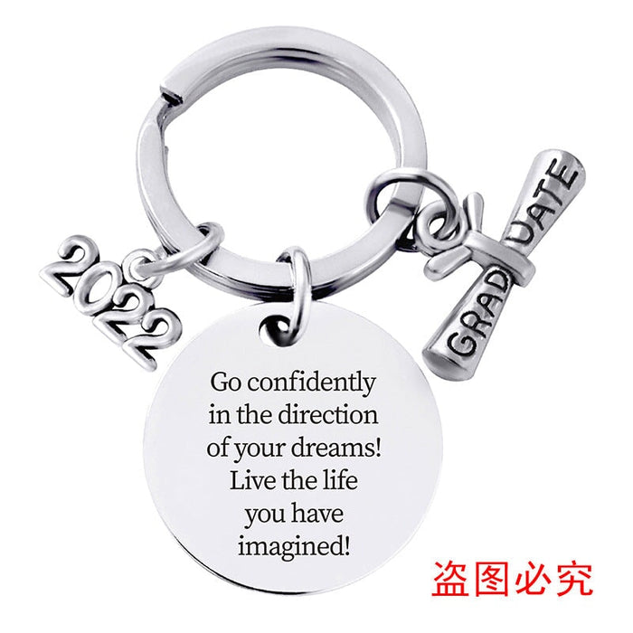 Wholesale Stainless Steel Round Graduation Season Gift Metal Keychain JDC-KC-GangGu001 Keychains 钢古 2022BYY008 Wholesale Jewelry JoyasDeChina Joyas De China