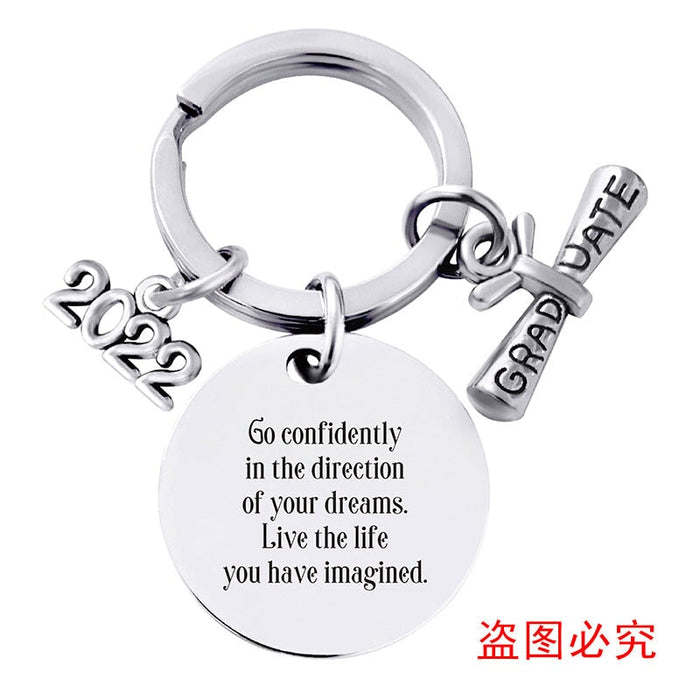 Wholesale Stainless Steel Round Graduation Season Gift Metal Keychain JDC-KC-GangGu001 Keychains 钢古 2022BYY010 Wholesale Jewelry JoyasDeChina Joyas De China