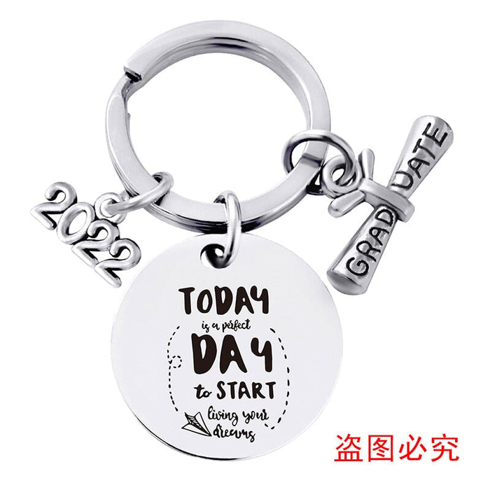 Wholesale Stainless Steel Round Graduation Season Gift Metal Keychain JDC-KC-GangGu001 Keychains 钢古 2022BYY012 Wholesale Jewelry JoyasDeChina Joyas De China