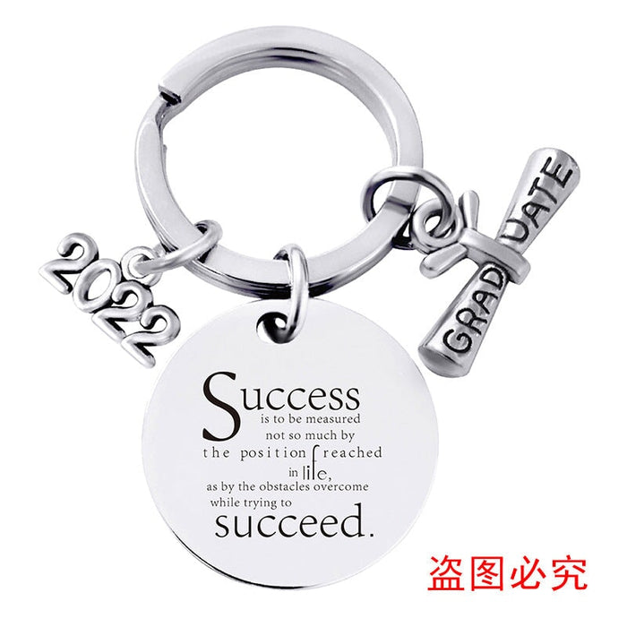 Wholesale Stainless Steel Round Graduation Season Gift Metal Keychain JDC-KC-GangGu001 Keychains 钢古 2022BYY013 Wholesale Jewelry JoyasDeChina Joyas De China