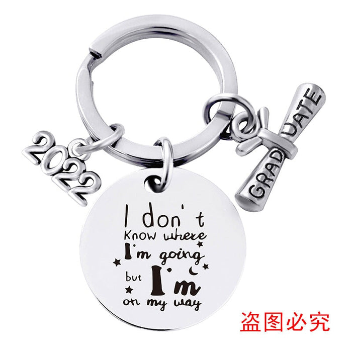 Wholesale Stainless Steel Round Graduation Season Gift Metal Keychain JDC-KC-GangGu001 Keychains 钢古 2022BYY014 Wholesale Jewelry JoyasDeChina Joyas De China