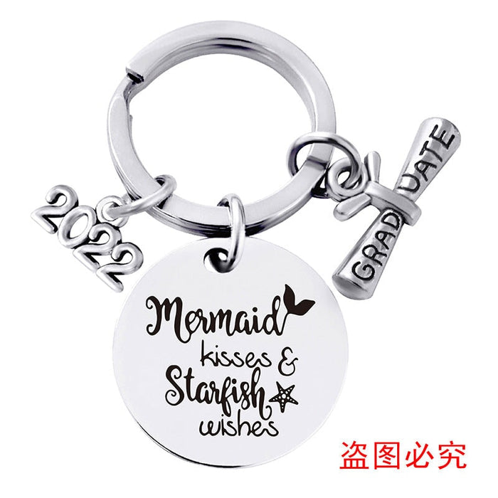 Wholesale Stainless Steel Round Graduation Season Gift Metal Keychain JDC-KC-GangGu001 Keychains 钢古 Wholesale Jewelry JoyasDeChina Joyas De China