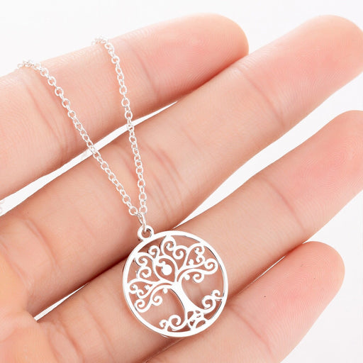 Wholesale stainless steel round skeleton tree of life necklace JDC-NE-SS007 Necklaces 双硕 Wholesale Jewelry JoyasDeChina Joyas De China