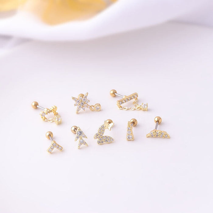Wholesale stainless steel screw screw screw ball piercing stud earrings MOQ≥2 JDC-ES-Henst008 Piercings 亨森 Wholesale Jewelry JoyasDeChina Joyas De China