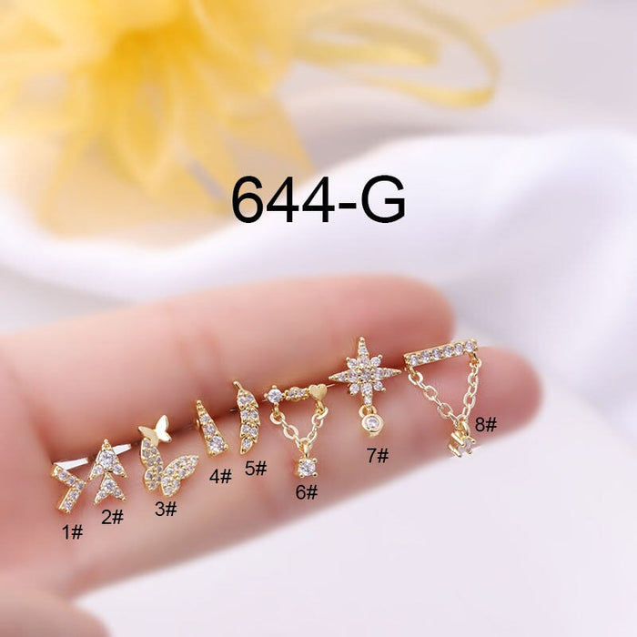 Wholesale stainless steel screw screw screw ball piercing stud earrings MOQ≥2 JDC-ES-Henst008 Piercings 亨森 Gold 1# Wholesale Jewelry JoyasDeChina Joyas De China