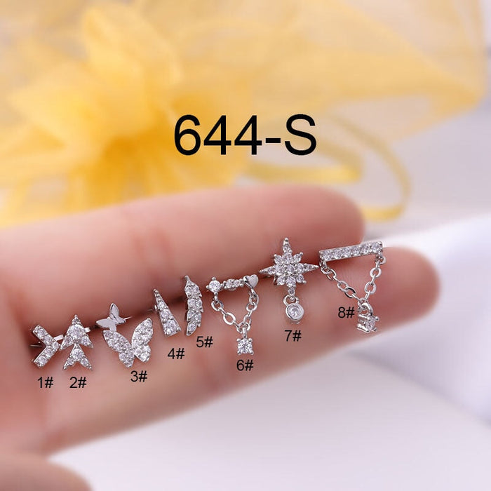 Wholesale stainless steel screw screw screw ball piercing stud earrings MOQ≥2 JDC-ES-Henst008 Piercings 亨森 Silver 1# Wholesale Jewelry JoyasDeChina Joyas De China