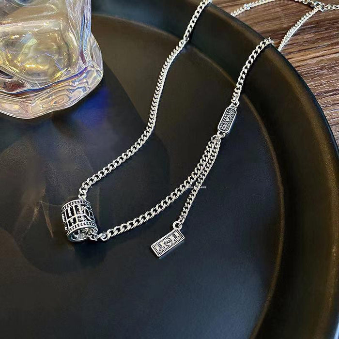 Bulk Jewelry Wholesale stainless steel silver hip hop necklace sweater chain pendant JDC-NE-L014 Wholesale factory from China YIWU China
