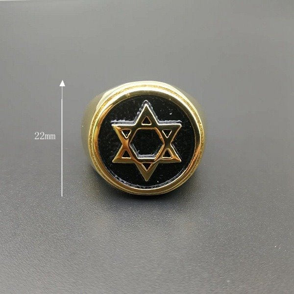 Wholesale stainless steel six-pointed star men's ring JDC-MRS-FY004 Rings 福友 Wholesale Jewelry JoyasDeChina Joyas De China