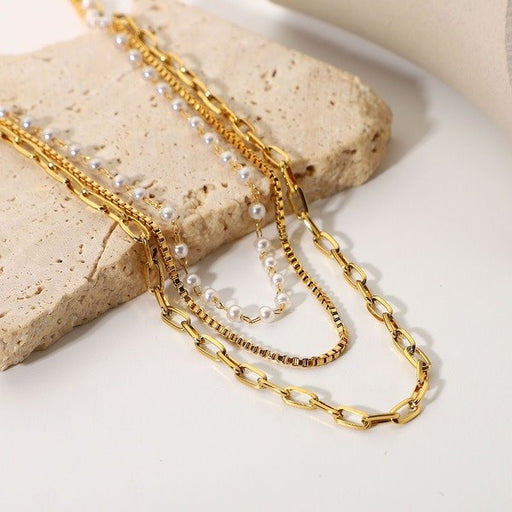 Wholesale Stainless steel small pearl chain for women JDC-NE-JD285 necklaces JoyasDeChina Wholesale Jewelry JoyasDeChina Joyas De China