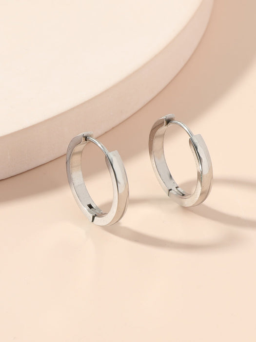 Wholesale stainless steel smooth Earrings JDC-ES-MiMeng011 Earrings 米萌 silver Wholesale Jewelry JoyasDeChina Joyas De China