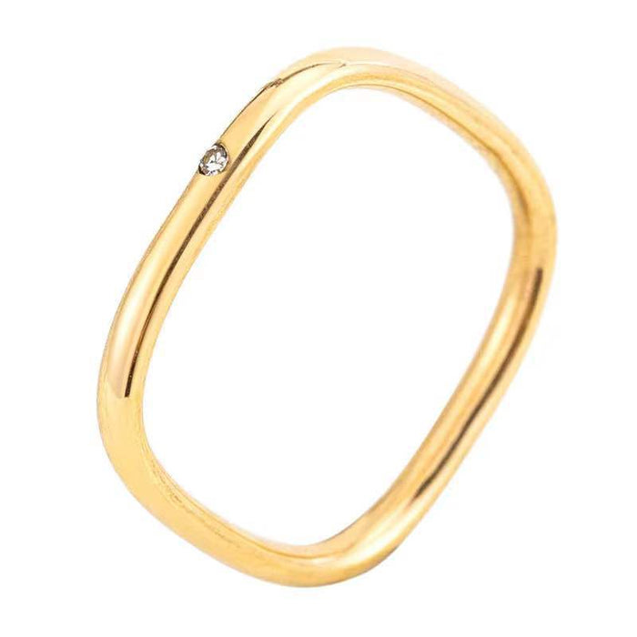 Wholesale Stainless steel square diamond ring JDC-RS-TS036 Rings 腾穗 Square gold with diamonds 8# Wholesale Jewelry JoyasDeChina Joyas De China