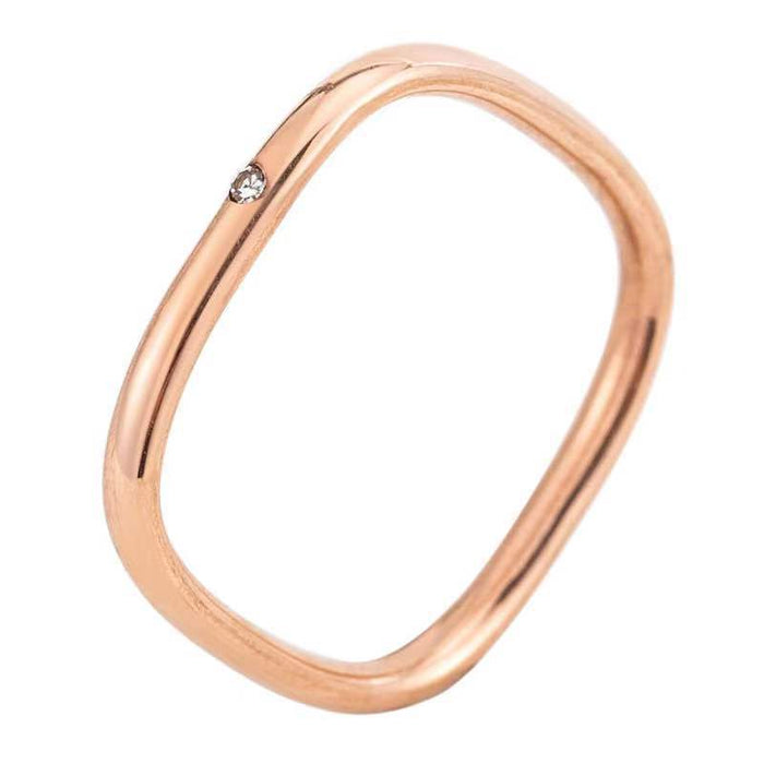 Wholesale Stainless steel square diamond ring JDC-RS-TS036 Rings 腾穗 Square rose gold with diamonds 8# Wholesale Jewelry JoyasDeChina Joyas De China