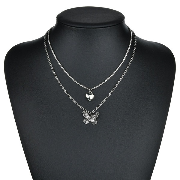 Bulk Jewelry Wholesale stainless steel stacked butterfly necklace design sense collarbone chain JDC-NE-L002 Wholesale factory from China YIWU China