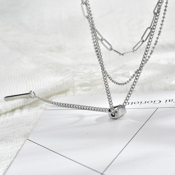 Wholesale stainless steel stacked sweater necklace JDC-NE-YinX043 NECKLACE 伊杏 Wholesale Jewelry JoyasDeChina Joyas De China