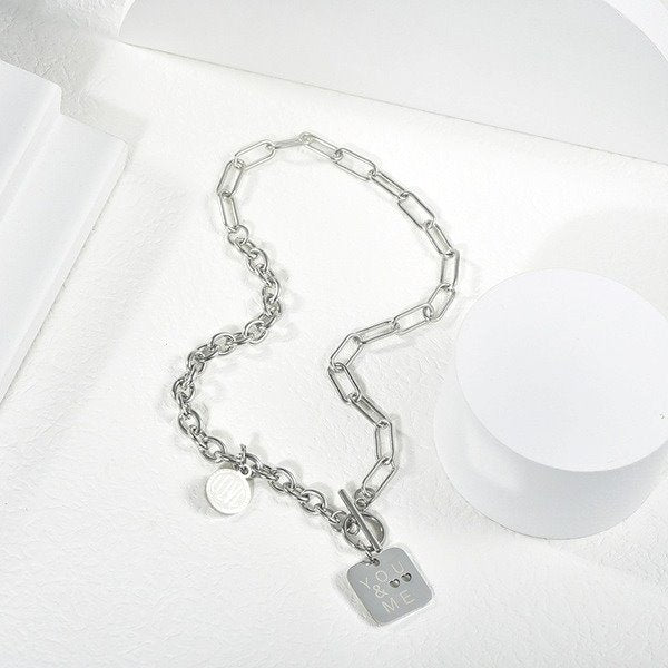 Wholesale stainless steel stacking square necklace JDC-NE-YinX017 NECKLACE 伊杏 Wholesale Jewelry JoyasDeChina Joyas De China