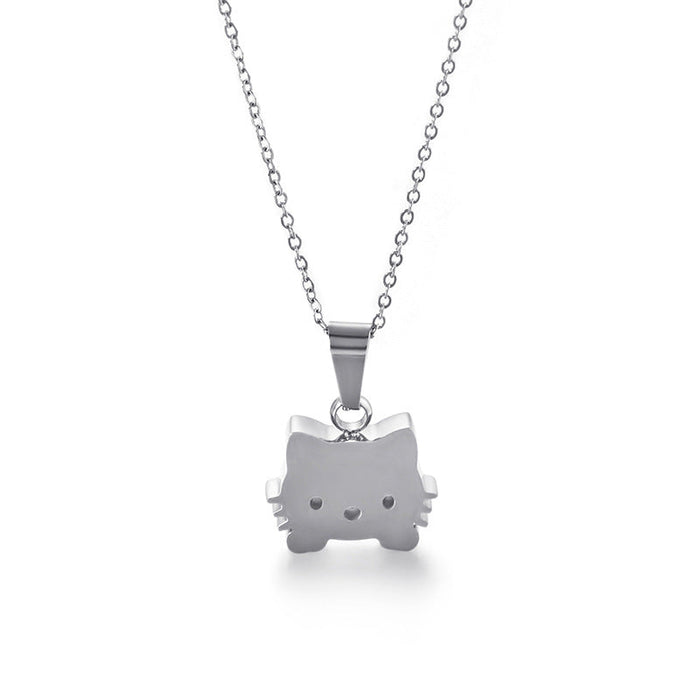 Wholesale stainless steel titanium steel cat necklaces JDC-NE-KL005 necklaces JoyasDeChina KN89959-K Wholesale Jewelry JoyasDeChina Joyas De China