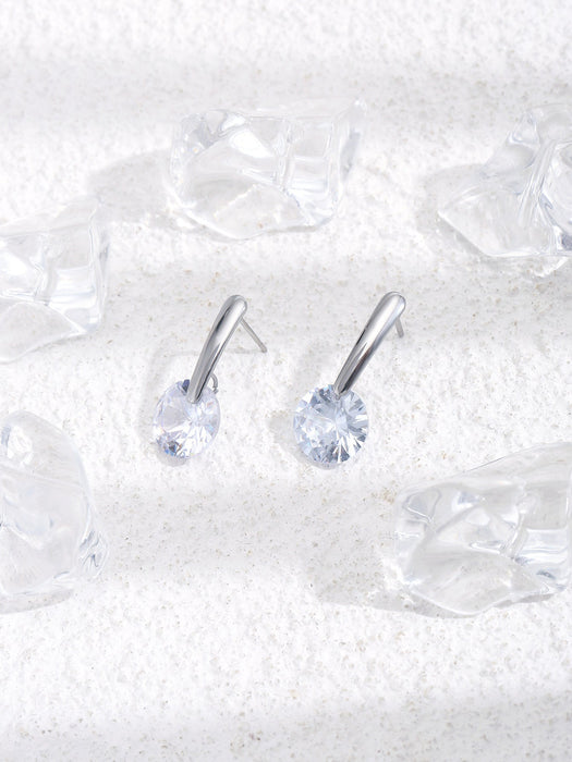 Wholesale stainless steel Zircon Earrings JDC-ES-MiMeng006 Earrings 米萌 silver Wholesale Jewelry JoyasDeChina Joyas De China