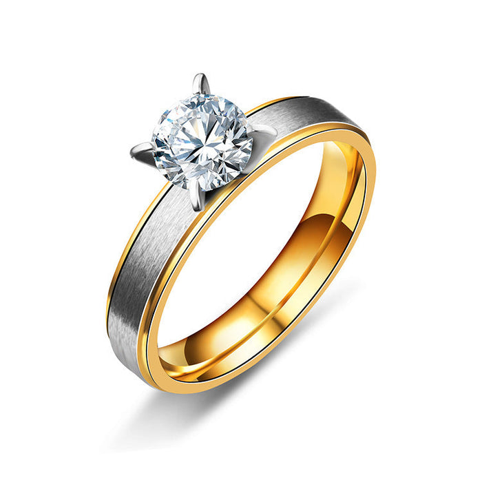 Wholesale Stainless steel zircon pair ring JDC-RS-TS012 Rings 腾穗 4MMWomen's models with diamonds 6# Wholesale Jewelry JoyasDeChina Joyas De China