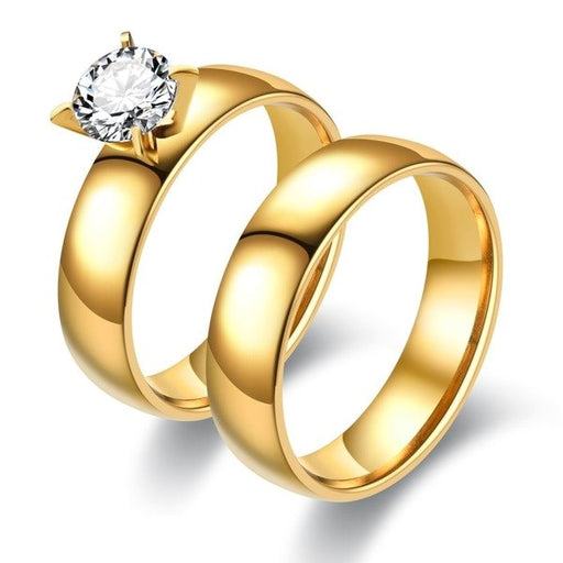 Wholesale Stainless steel zircon pair ring JDC-RS-TS012 Rings 腾穗 Wholesale Jewelry JoyasDeChina Joyas De China