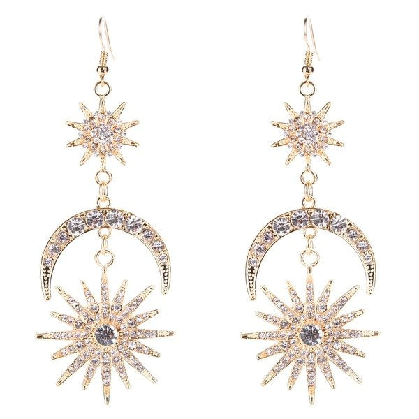 Wholesale star and half moon diamond alloy earrings JDC-ES-JL711 Earrings ?鹄? Wholesale Jewelry JoyasDeChina Joyas De China