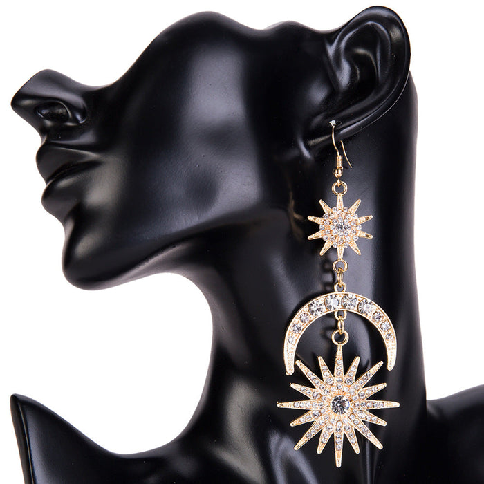 Wholesale star and half moon diamond alloy earrings JDC-ES-JL711 Earrings ?鹄? gold Wholesale Jewelry JoyasDeChina Joyas De China