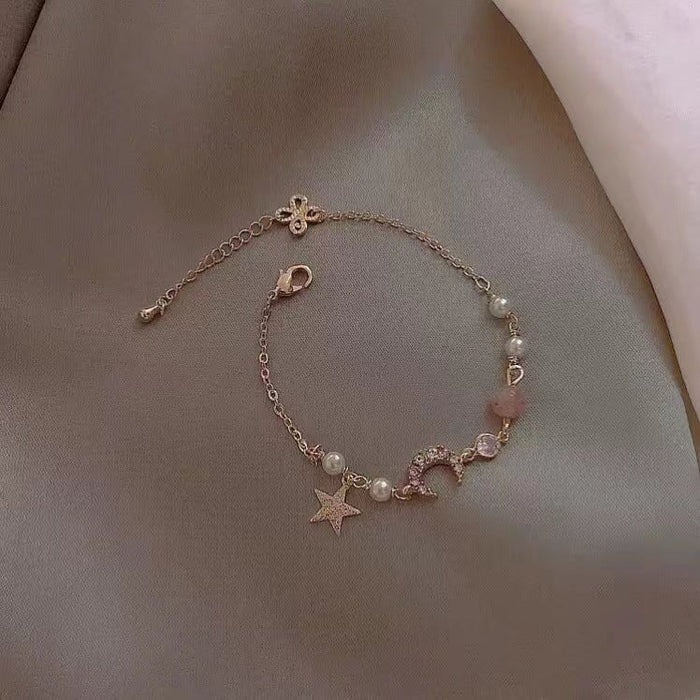 Wholesale Star Moon Alloy Zircon Pearl Bracelet Bracelet Anklet JDC-BT-ZhanY007 Bracelet 展言 Pink Wholesale Jewelry JoyasDeChina Joyas De China