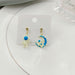 Wholesale star moon astronaut asymmetric S925 silver needle Earrings JDC-ES-HZQ009 Earrings 青之荷 Wholesale Jewelry JoyasDeChina Joyas De China
