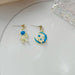 Wholesale star moon astronaut asymmetric S925 silver needle Earrings JDC-ES-HZQ009 Earrings 青之荷 S925LANSE Wholesale Jewelry JoyasDeChina Joyas De China