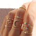 Wholesale Star Moon Diamond Heart Pearl Leaf 10 Piece Set Alloy Ring JDC-RS-F083 Rings 韩之尚 55339 Wholesale Jewelry JoyasDeChina Joyas De China