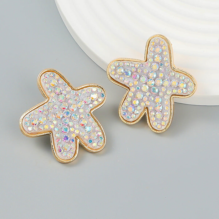 Wholesale starfish diamond-encrusted alloy stud earrings JDC-ES-JL951 Earrings 氿乐 Wholesale Jewelry JoyasDeChina Joyas De China