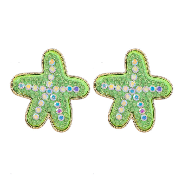 Wholesale starfish diamond-encrusted alloy stud earrings JDC-ES-JL951 Earrings 氿乐 Green Wholesale Jewelry JoyasDeChina Joyas De China