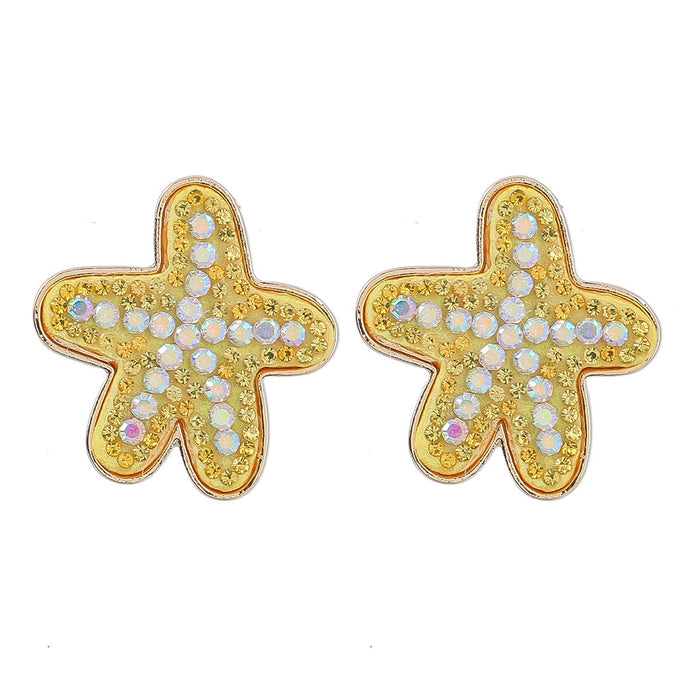 Wholesale starfish diamond-encrusted alloy stud earrings JDC-ES-JL951 Earrings 氿乐 Yellow Wholesale Jewelry JoyasDeChina Joyas De China